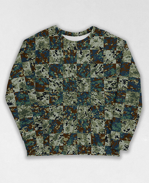 Tie-Dye-Camo Sweatshirt #0409. All over print, precision-cut, and hand-sewn. Super comfortable poly-cotton blend original Digital Camouflage designs by Dan Ellis vague.paris