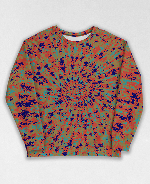 Tie-Dye-Camo Sweatshirt #0412. All over print, precision-cut, and hand-sewn. Super comfortable poly-cotton blend original Digital Camouflage designs by Dan Ellis vague.paris