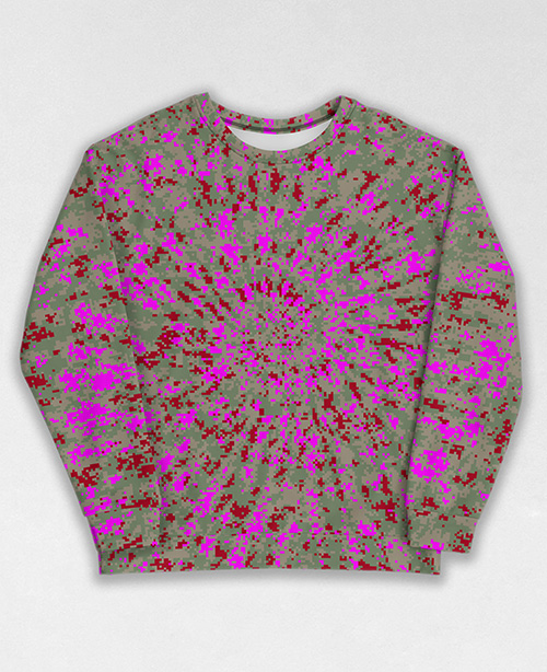 Tie-Dye-Camo Sweatshirt #0413. All over print, precision-cut, and hand-sewn. Super comfortable poly-cotton blend original Digital Camouflage designs by Dan Ellis vague.paris