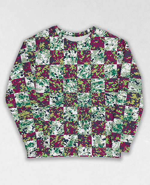 Tie-Dye-Camo Sweatshirt #0414. All over print, precision-cut, and hand-sewn. Super comfortable poly-cotton blend original Digital Camouflage designs by Dan Ellis vague.paris