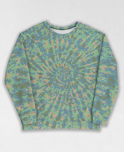 Tie-Dye-Camo Sweatshirt #0415. All over print, precision-cut, and hand-sewn. Super comfortable poly-cotton blend original Digital Camouflage designs by Dan Ellis vague.paris