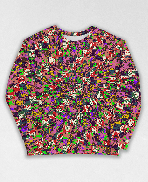 Tie-Dye-Camo Sweatshirt #0418. All over print, precision-cut, and hand-sewn. Super comfortable poly-cotton blend original Digital Camouflage designs by Dan Ellis vague.paris