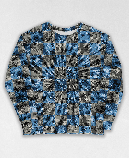 Tie-Dye-Camo Sweatshirt #0428. All over print, precision-cut, and hand-sewn. Super comfortable poly-cotton blend original Digital Camouflage designs by Dan Ellis vague.paris