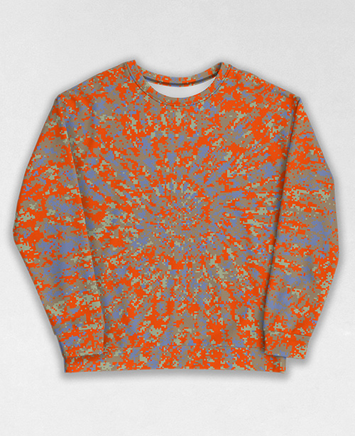 Tie-Dye-Camo Sweatshirt #0431. All over print, precision-cut, and hand-sewn. Super comfortable poly-cotton blend original Digital Camouflage designs by Dan Ellis vague.paris