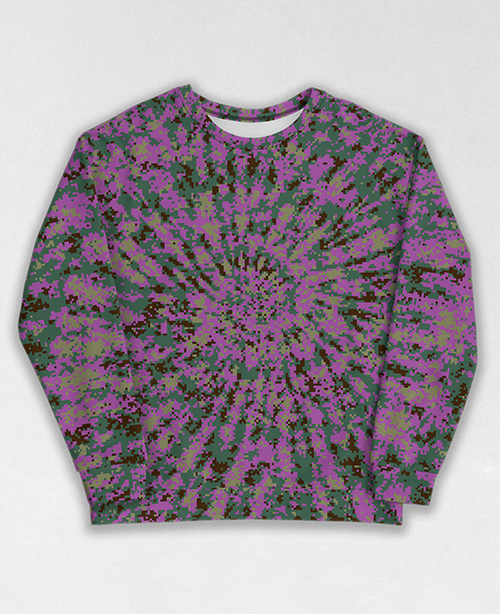 Tie-Dye-Camo Sweatshirt #0433. All over print, precision-cut, and hand-sewn. Super comfortable poly-cotton blend original Digital Camouflage designs by Dan Ellis vague.paris