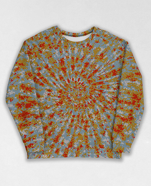 Tie-Dye-Camo Sweatshirt #0439. All over print, precision-cut, and hand-sewn. Super comfortable poly-cotton blend original Digital Camouflage designs by Dan Ellis vague.paris