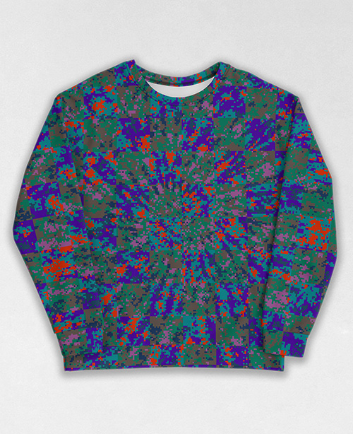 Tie-Dye-Camo Sweatshirt #0440. All over print, precision-cut, and hand-sewn. Super comfortable poly-cotton blend original Digital Camouflage designs by Dan Ellis vague.paris