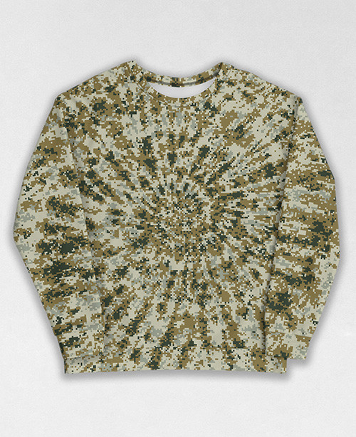 Tie-Dye-Camo Sweatshirt #0441. All over print, precision-cut, and hand-sewn. Super comfortable poly-cotton blend original Digital Camouflage designs by Dan Ellis vague.paris