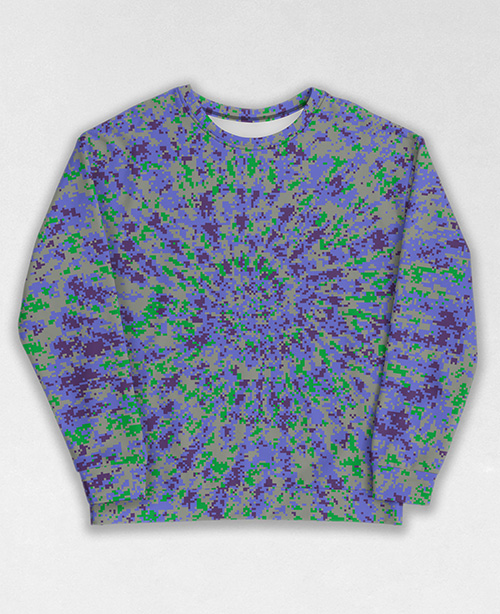 Tie-Dye-Camo Sweatshirt #0442. All over print, precision-cut, and hand-sewn. Super comfortable poly-cotton blend original Digital Camouflage designs by Dan Ellis vague.paris