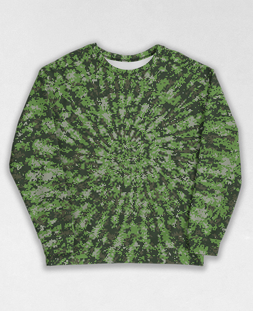 Tie-Dye-Camo Sweatshirt #0446. All over print, precision-cut, and hand-sewn. Super comfortable poly-cotton blend original Digital Camouflage designs by Dan Ellis vague.paris