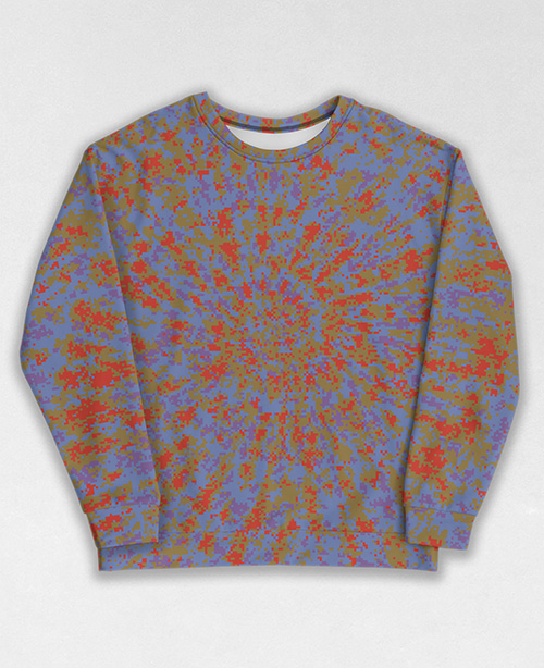 Tie-Dye-Camo Sweatshirt #0448. All over print, precision-cut, and hand-sewn. Super comfortable poly-cotton blend original Digital Camouflage designs by Dan Ellis vague.paris