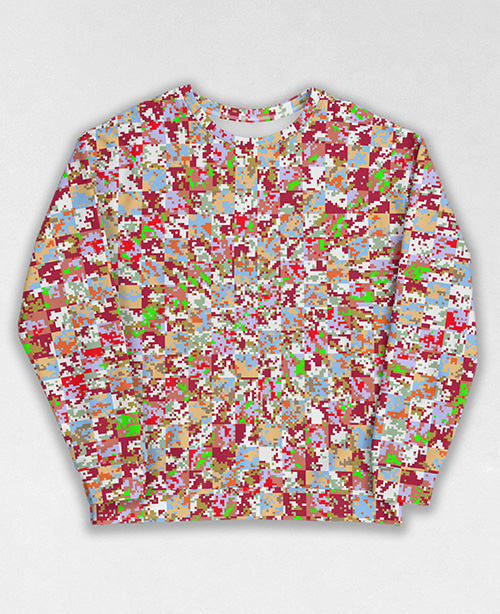 Tie-Dye-Camo Sweatshirt #0450. All over print, precision-cut, and hand-sewn. Super comfortable poly-cotton blend original Digital Camouflage designs by Dan Ellis vague.paris