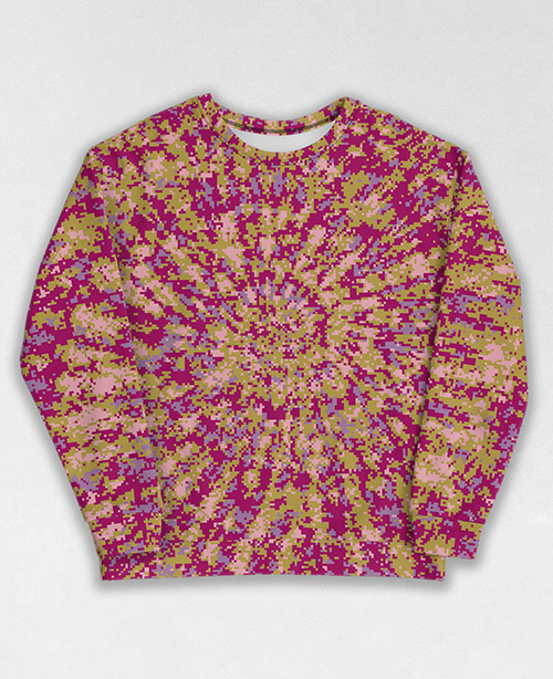 Tie-Dye-Camo Sweatshirt #0451. All over print, precision-cut, and hand-sewn. Super comfortable poly-cotton blend original Digital Camouflage designs by Dan Ellis vague.paris