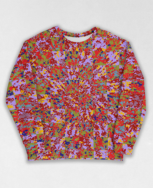 Tie-Dye-Camo Sweatshirt #0455. All over print, precision-cut, and hand-sewn. Super comfortable poly-cotton blend original Digital Camouflage designs by Dan Ellis vague.paris