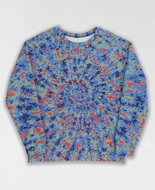 Tie-Dye-Camo Sweatshirt #0458. All over print, precision-cut, and hand-sewn. Super comfortable poly-cotton blend original Digital Camouflage designs by Dan Ellis vague.paris