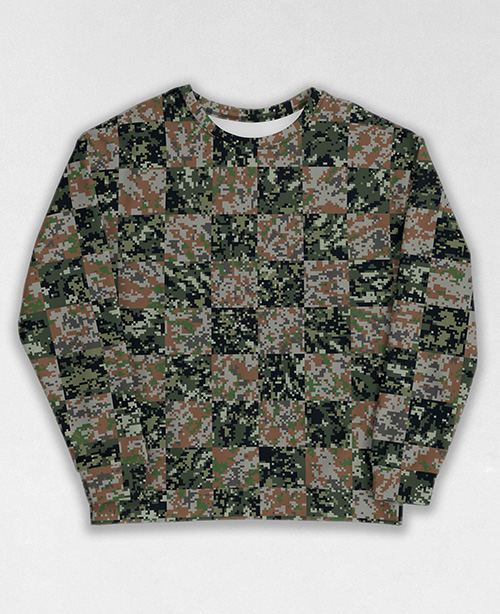 Tie-Dye-Camo Sweatshirt #0461. All over print, precision-cut, and hand-sewn. Super comfortable poly-cotton blend original Digital Camouflage designs by Dan Ellis vague.paris