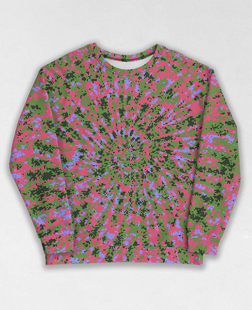 Tie-Dye-Camo Sweatshirt #0463. All over print, precision-cut, and hand-sewn. Super comfortable poly-cotton blend original Digital Camouflage designs by Dan Ellis vague.paris