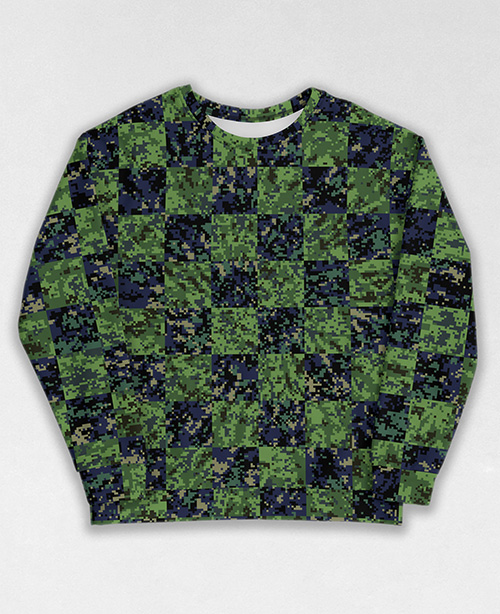 Tie-Dye-Camo Sweatshirt #0467. All over print, precision-cut, and hand-sewn. Super comfortable poly-cotton blend original Digital Camouflage designs by Dan Ellis vague.paris