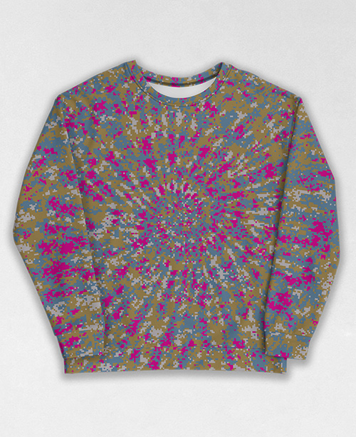 Tie-Dye-Camo Sweatshirt #0471. All over print, precision-cut, and hand-sewn. Super comfortable poly-cotton blend original Digital Camouflage designs by Dan Ellis vague.paris