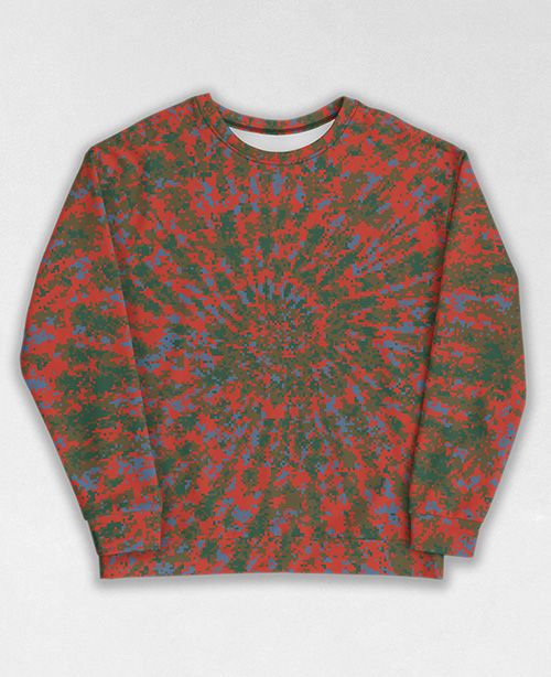 Tie-Dye-Camo Sweatshirt #0473. All over print, precision-cut, and hand-sewn. Super comfortable poly-cotton blend original Digital Camouflage designs by Dan Ellis vague.paris