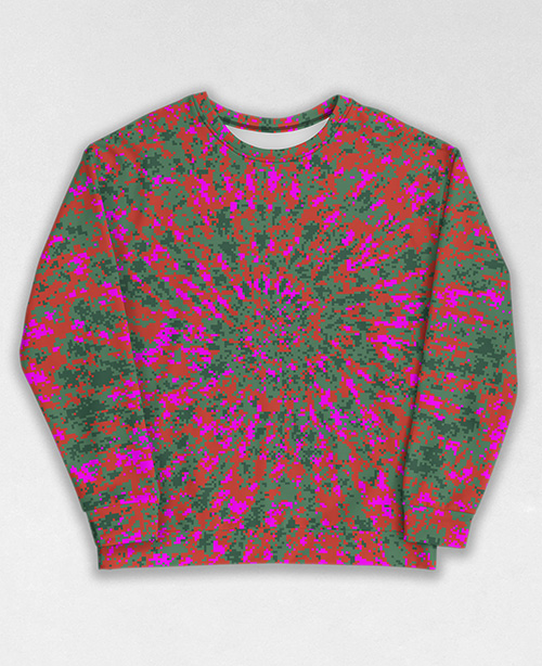 Tie-Dye-Camo Sweatshirt #0474. All over print, precision-cut, and hand-sewn. Super comfortable poly-cotton blend original Digital Camouflage designs by Dan Ellis vague.paris