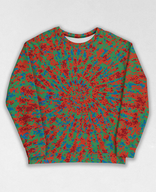 Tie-Dye-Camo Sweatshirt #0475. All over print, precision-cut, and hand-sewn. Super comfortable poly-cotton blend original Digital Camouflage designs by Dan Ellis vague.paris