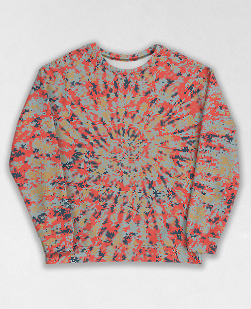 Tie-Dye-Camo Sweatshirt #0476. All over print, precision-cut, and hand-sewn. Super comfortable poly-cotton blend original Digital Camouflage designs by Dan Ellis vague.paris