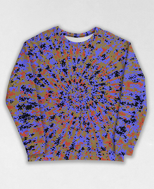 Tie-Dye-Camo Sweatshirt #0480. All over print, precision-cut, and hand-sewn. Super comfortable poly-cotton blend original Digital Camouflage designs by Dan Ellis vague.paris