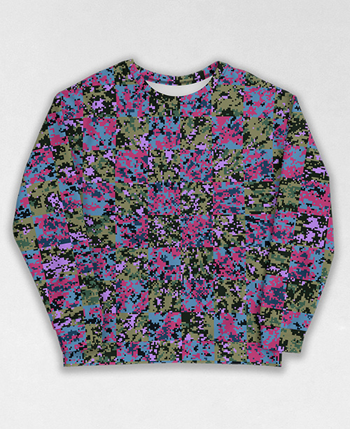 Tie-Dye-Camo Sweatshirt #0481. All over print, precision-cut, and hand-sewn. Super comfortable poly-cotton blend original Digital Camouflage designs by Dan Ellis vague.paris