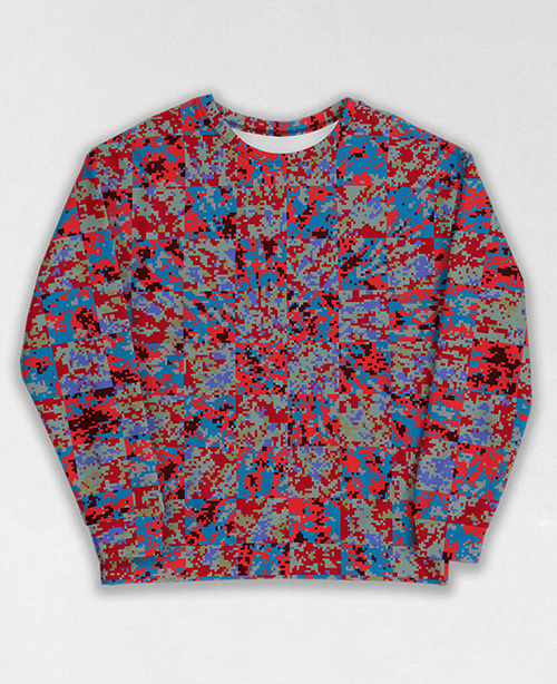 Tie-Dye-Camo Sweatshirt #0484. All over print, precision-cut, and hand-sewn. Super comfortable poly-cotton blend original Digital Camouflage designs by Dan Ellis vague.paris