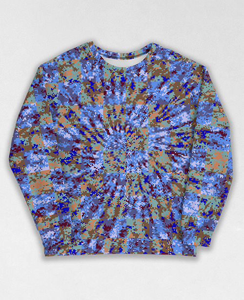 Tie-Dye-Camo Sweatshirt #0486. All over print, precision-cut, and hand-sewn. Super comfortable poly-cotton blend original Digital Camouflage designs by Dan Ellis vague.paris