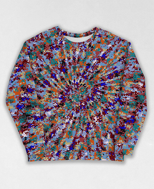 Tie-Dye-Camo Sweatshirt #0490. All over print, precision-cut, and hand-sewn. Super comfortable poly-cotton blend original Digital Camouflage designs by Dan Ellis vague.paris