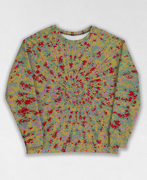 Tie-Dye-Camo Sweatshirt #0493. All over print, precision-cut, and hand-sewn. Super comfortable poly-cotton blend original Digital Camouflage designs by Dan Ellis vague.paris