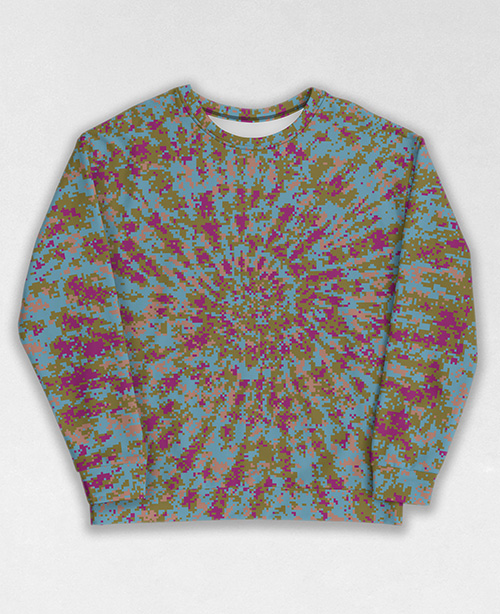 Tie-Dye-Camo Sweatshirt #0494. All over print, precision-cut, and hand-sewn. Super comfortable poly-cotton blend original Digital Camouflage designs by Dan Ellis vague.paris