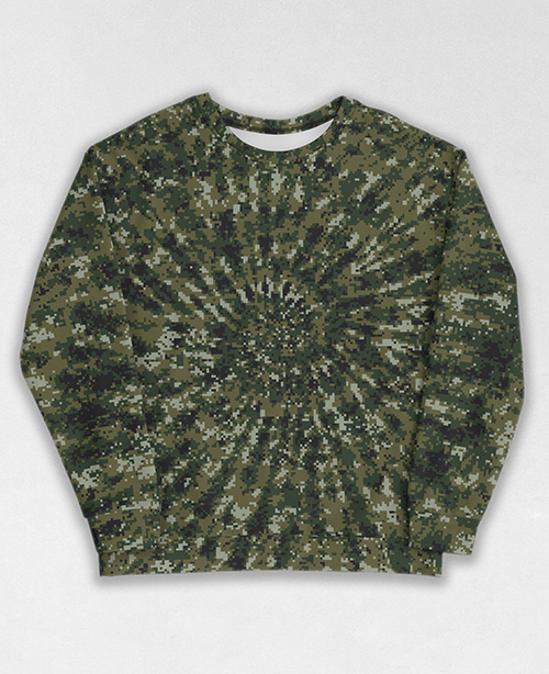 Tie-Dye-Camo Sweatshirt #0495. All over print, precision-cut, and hand-sewn. Super comfortable poly-cotton blend original Digital Camouflage designs by Dan Ellis vague.paris