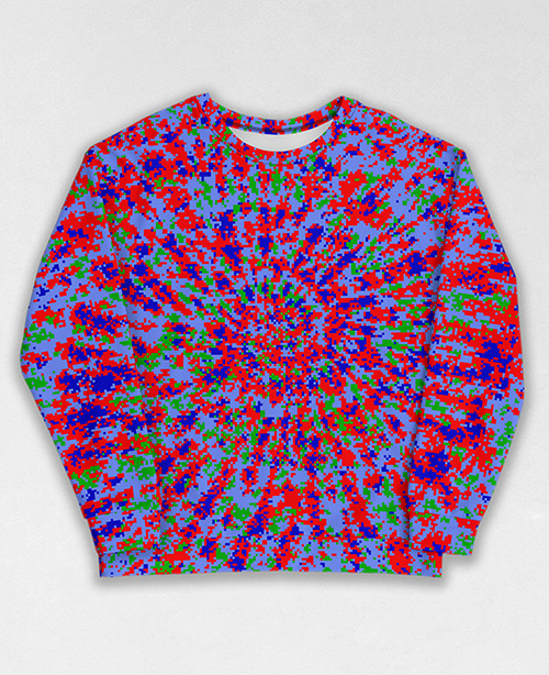 Tie-Dye-Camo Sweatshirt #0499. All over print, precision-cut, and hand-sewn. Super comfortable poly-cotton blend original Digital Camouflage designs by Dan Ellis vague.paris