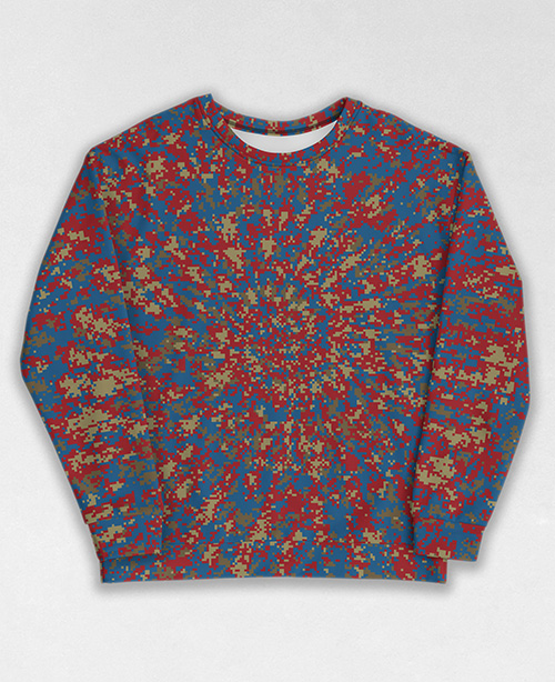 Tie-Dye-Camo Sweatshirt #0501. All over print, precision-cut, and hand-sewn. Super comfortable poly-cotton blend original Digital Camouflage designs by Dan Ellis vague.paris