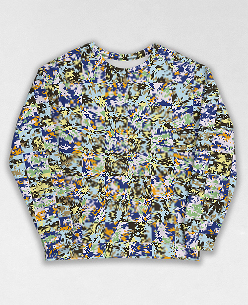 Tie-Dye-Camo Sweatshirt #0503. All over print, precision-cut, and hand-sewn. Super comfortable poly-cotton blend original Digital Camouflage designs by Dan Ellis vague.paris