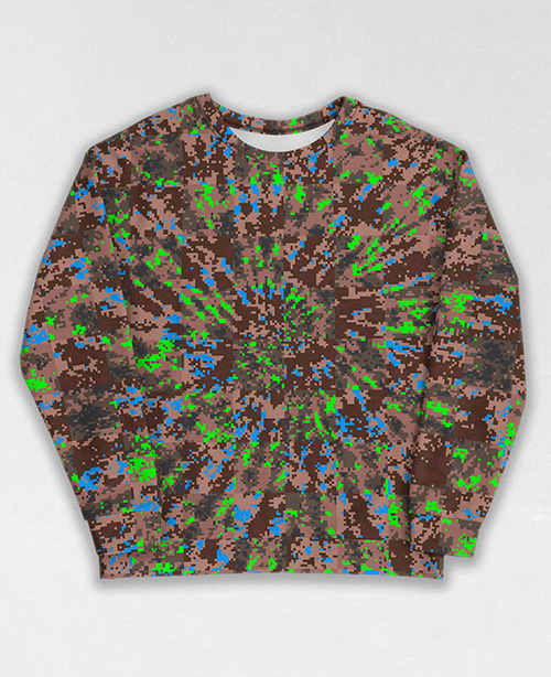 Tie-Dye-Camo Sweatshirt #0506. All over print, precision-cut, and hand-sewn. Super comfortable poly-cotton blend original Digital Camouflage designs by Dan Ellis vague.paris