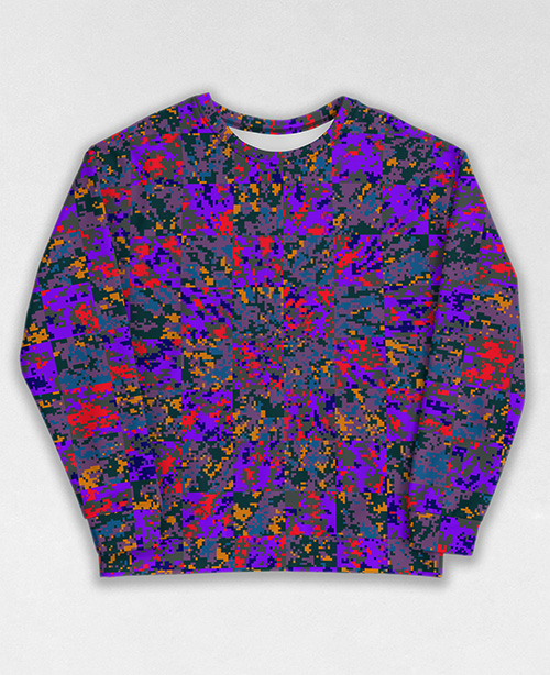 Tie-Dye-Camo Sweatshirt #0510. All over print, precision-cut, and hand-sewn. Super comfortable poly-cotton blend original Digital Camouflage designs by Dan Ellis vague.paris