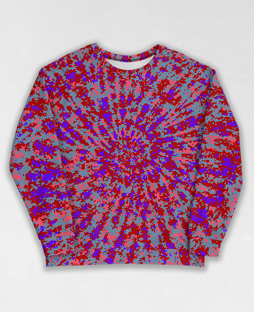 Tie-Dye-Camo Sweatshirt #0513. All over print, precision-cut, and hand-sewn. Super comfortable poly-cotton blend original Digital Camouflage designs by Dan Ellis vague.paris