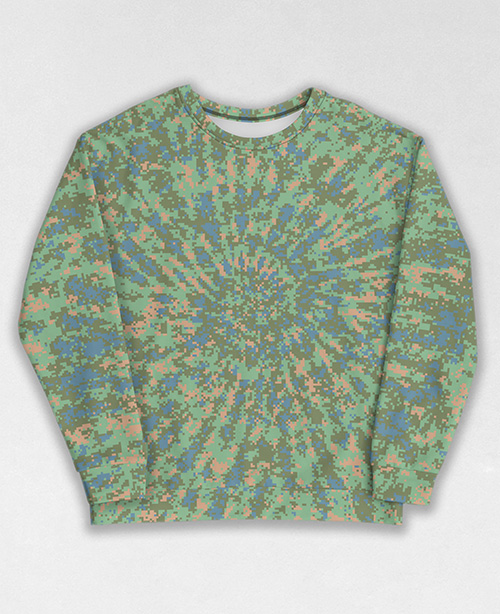 Tie-Dye-Camo Sweatshirt #0516. All over print, precision-cut, and hand-sewn. Super comfortable poly-cotton blend original Digital Camouflage designs by Dan Ellis vague.paris