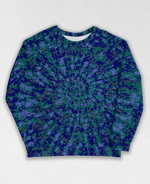 Tie-Dye-Camo Sweatshirt #0521. All over print, precision-cut, and hand-sewn. Super comfortable poly-cotton blend original Digital Camouflage designs by Dan Ellis vague.paris