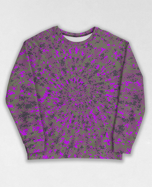 Tie-Dye-Camo Sweatshirt #0522. All over print, precision-cut, and hand-sewn. Super comfortable poly-cotton blend original Digital Camouflage designs by Dan Ellis vague.paris