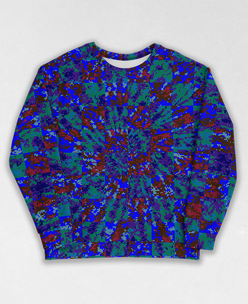 Tie-Dye-Camo Sweatshirt #0523. All over print, precision-cut, and hand-sewn. Super comfortable poly-cotton blend original Digital Camouflage designs by Dan Ellis vague.paris