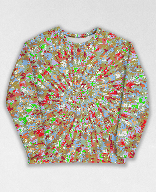 Tie-Dye-Camo Sweatshirt #0524. All over print, precision-cut, and hand-sewn. Super comfortable poly-cotton blend original Digital Camouflage designs by Dan Ellis vague.paris