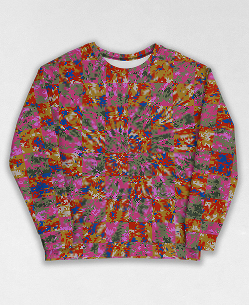 Tie-Dye-Camo Sweatshirt #0529. All over print, precision-cut, and hand-sewn. Super comfortable poly-cotton blend original Digital Camouflage designs by Dan Ellis vague.paris