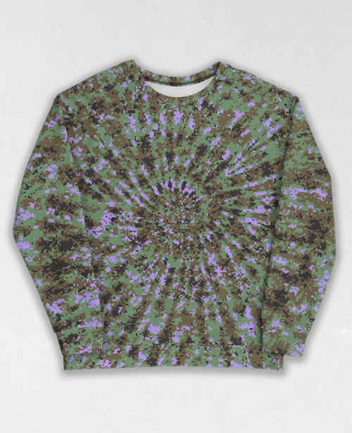 Tie-Dye-Camo Sweatshirt #0530. All over print, precision-cut, and hand-sewn. Super comfortable poly-cotton blend original Digital Camouflage designs by Dan Ellis vague.paris