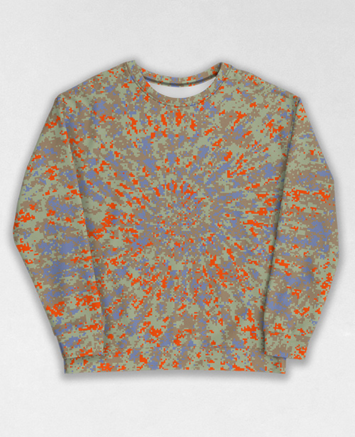 Tie-Dye-Camo Sweatshirt #0531. All over print, precision-cut, and hand-sewn. Super comfortable poly-cotton blend original Digital Camouflage designs by Dan Ellis vague.paris