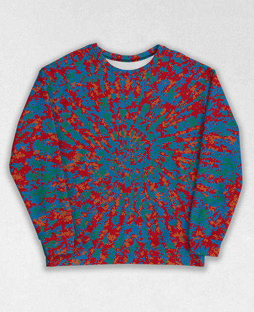 Tie-Dye-Camo Sweatshirt #0535. All over print, precision-cut, and hand-sewn. Super comfortable poly-cotton blend original Digital Camouflage designs by Dan Ellis vague.paris